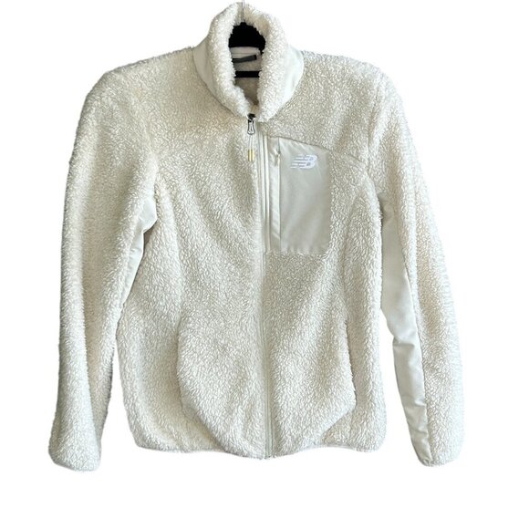 New Balance Ivory Teddy Fleece Full Zip Jacket Size Small - Picture 1 of 8